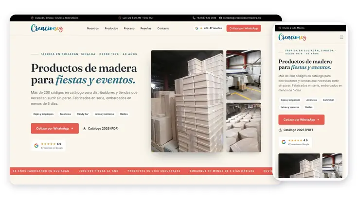 Creaciones en Madera, proyecto web de Ad Center