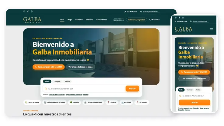 Galba Inmobiliaria, proyecto web de Ad Center