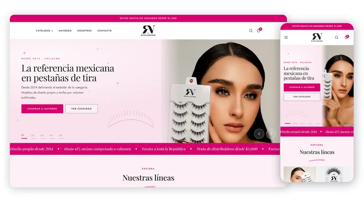 RV Eyelashes | Pestañas al Mayoreo, proyecto web de Ad Center