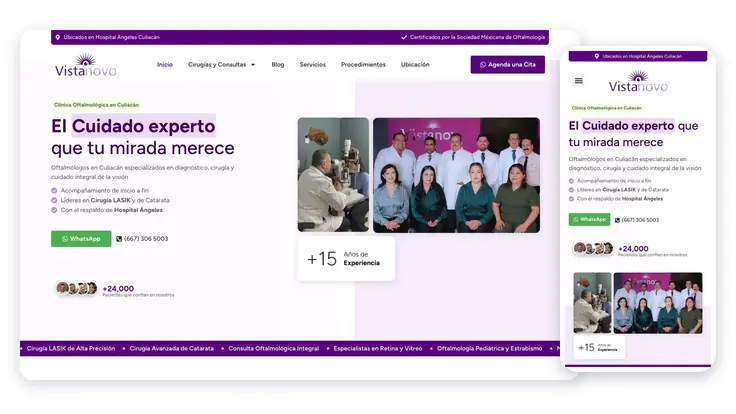 Vistanovo | Oftalmología, proyecto web de Ad Center