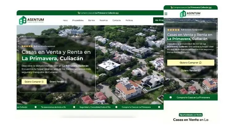 Asentum | Casas En La Primavera, proyecto web de Ad Center