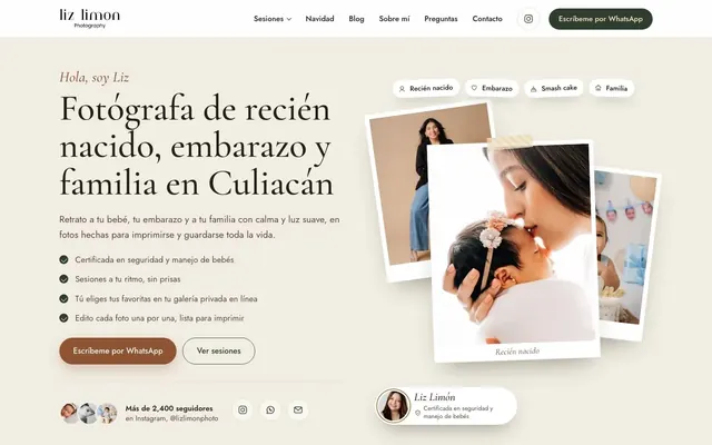 Sitio web de Liz Limón Photography hecho por Ad Center